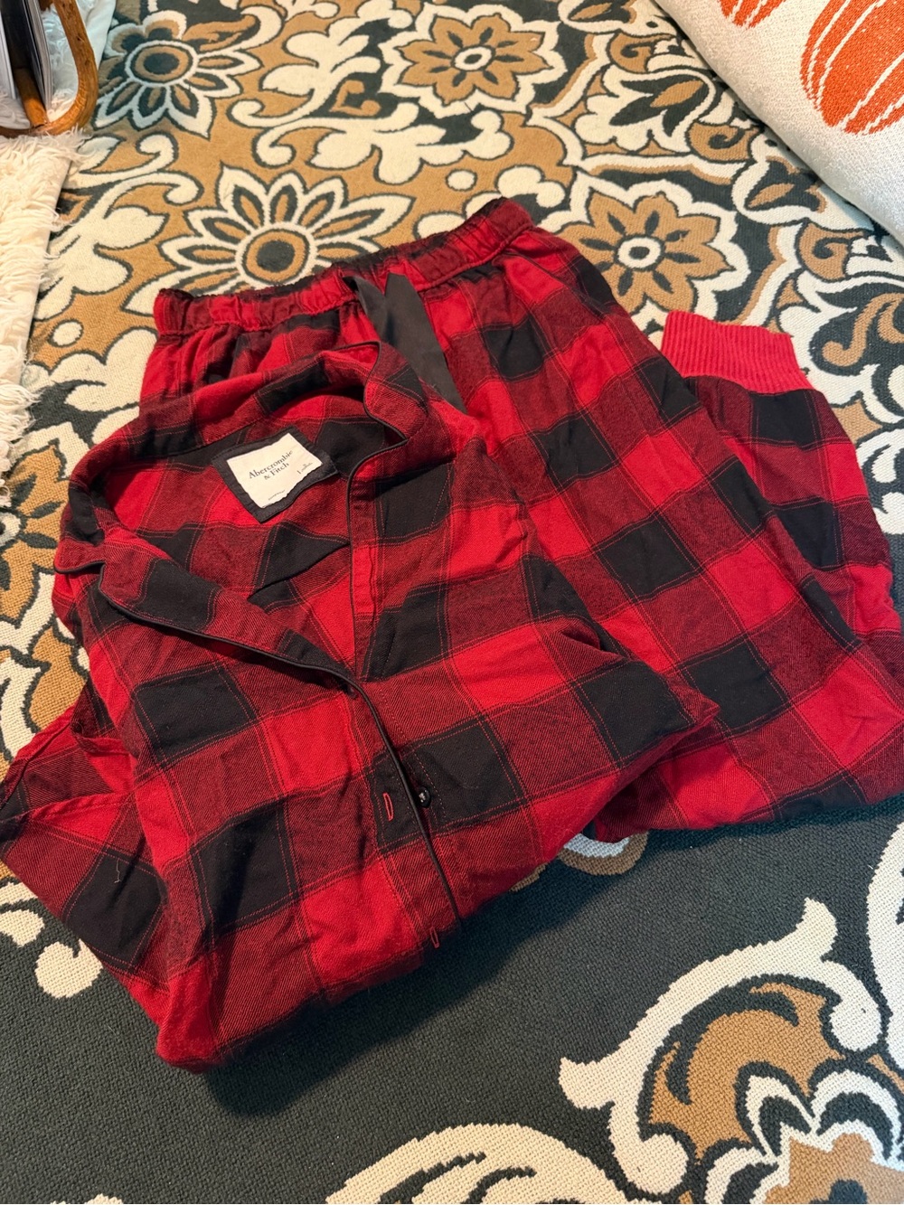 Abercrombie & Fitch Red and Black Buffalo Plaid Pajama Set